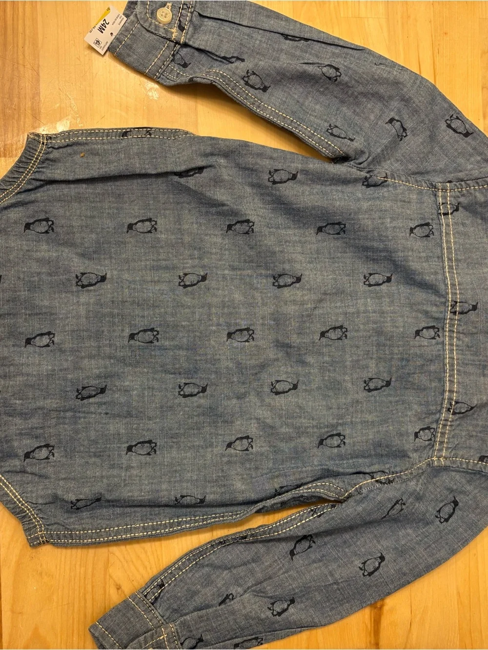 OshKosh B'gosh Blue Denim Penguin Print One-Piece Bodysuit